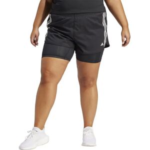 Adidas Own The Run Excite 3 Stripes 2 In 1 Shorts Black / Black 3X Women Adidas Own The Run Excite 3 Stripes 2 In 1 Shorts Black / Black 3X Women