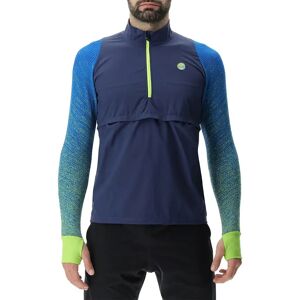 UYN Men Running Exceleration Windproof Long Sleeve ZIP Shirt - Blue/Green - XL UYN Men Running Exceleration Windproof Long Sleeve ZIP Shirt - Blue/Green - XL