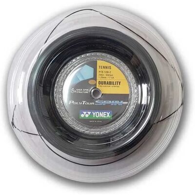 Yonex Poly Tour Spin - 200m Tennis Strings - Black - Control & Spin Yonex Poly Tour Spin - 200m Tennis Strings - Black - Control & Spin
