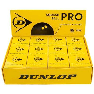 Dunlop Pro Double Yellow Dot Squash Balls Black / Black 12 Balls Dunlop Pro Double Yellow Dot Squash Balls Black / Black 12 Balls