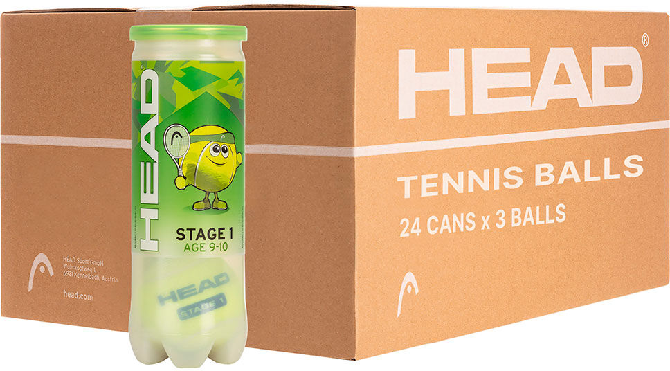 Head Racket Stage 1 Tennis Balls Box Green 24 x 3 Balls
