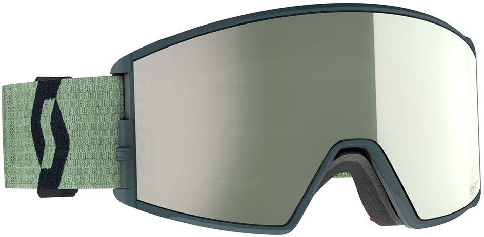 Scott React Amp Pro Ski Goggles Soft Green / Black Amplificator Pro White Chrome/CAT2 Men,Women
