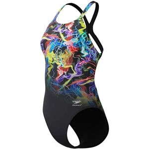 Speedo Fl Placement Printed Powerback Swimsuit Static Volta / Anthracite UK 34 Women Speedo Fl Placement Printed Powerback Swimsuit Static Volta / Anthracite UK 34 Women