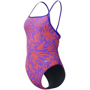 Speedo Fl Printed Web Back Swimsuit Coral Cluster / Indigo Glow UK 30 Women Speedo Fl Printed Web Back Swimsuit Coral Cluster / Indigo Glow UK 30 Women