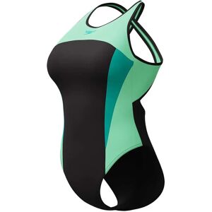 Speedo High Neck Splice Cross Back Swimsuit Turquoise Gem UK 40 Women Speedo High Neck Splice Cross Back Swimsuit Turquoise Gem UK 40 Women