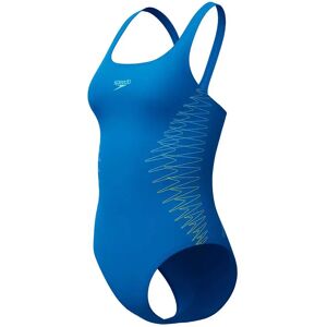 Speedo Placement Muscleback Swimsuit Lagoon Blue UK 32 Women Speedo Placement Muscleback Swimsuit Lagoon Blue UK 32 Women
