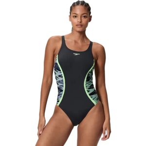 Speedo Hyperboom Splice Muscleback Swimsuit Anthracite / Pale Clover UK 36 Women Speedo Hyperboom Splice Muscleback Swimsuit Anthracite / Pale Clover UK 36 Women
