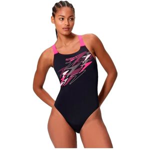 Speedo Medley Logo Medalist Swimsuit Anthracite / Margarita Pink UK 32 Women Speedo Medley Logo Medalist Swimsuit Anthracite / Margarita Pink UK 32 Women