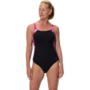 Speedo Print Luna Lustre Swimsuit Anthracite / Ruby UK 38 Women Speedo Print Luna Lustre Swimsuit Anthracite / Ruby UK 38 Women