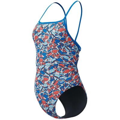 Speedo Fl Printed Web Back Swimsuit Fast Lane Feast / Lagoon Blue UK 30 Women Speedo Fl Printed Web Back Swimsuit Fast Lane Feast / Lagoon Blue UK 30 Women
