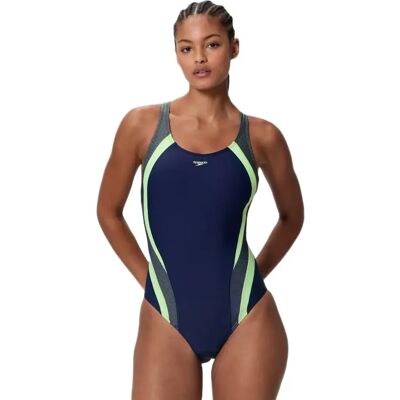 Speedo Quantum Rib Splice Swimsuit Peacoat / Pale Clover UK 32 Women Speedo Quantum Rib Splice Swimsuit Peacoat / Pale Clover UK 32 Women
