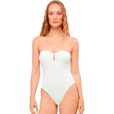 Gisela Bandeau Embroidered Fabric Swimsuit White XL Women Gisela Bandeau Embroidered Fabric Swimsuit White XL Women