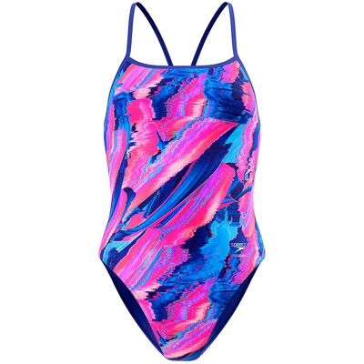 Speedo Printed Turnback Swimsuit Brushy Glitch-Hope 40 Women Speedo Printed Turnback Swimsuit Brushy Glitch-Hope 40 Women