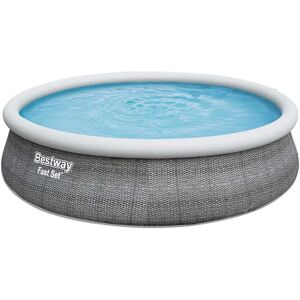 Bestway Fast Set Rattan 457x107 Cm Round Inflatable Pool Grey 12362 Liters unisex Bestway Fast Set Rattan 457x107 Cm Round Inflatable Pool Grey 12362 Liters unisex