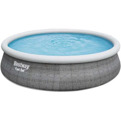 Bestway Fast Set Rattan 457x107 Cm Round Inflatable Pool Grey 12362 Liters unisex Bestway Fast Set Rattan 457x107 Cm Round Inflatable Pool Grey 12362 Liters unisex