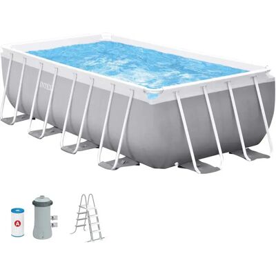 Intex Prism 400x200x122 Cm Steel Rectangular Frame Above Ground Pool Grey / Blue 8418 Liters unisex Intex Prism 400x200x122 Cm Steel Rectangular Frame Above Ground Pool Grey / Blue 8418 Liters unisex