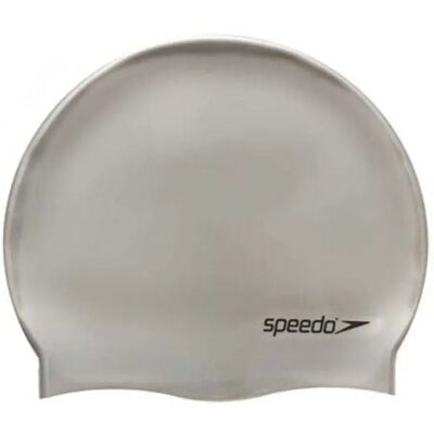 Speedo Plain Flat Silicone Swimming Cap Silver One Size unisex Speedo Plain Flat Silicone Swimming Cap Silver One Size unisex