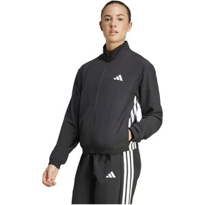 Adidas Train Essentials 3 Stripes Woven Warm Up Full Zip Sweatshirt Black / White XL Women Adidas Train Essentials 3 Stripes Woven Warm Up Full Zip Sweatshirt Black / White XL Women