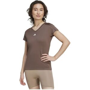 Adidas Aeroready Train Essentials Minimal Branding V-neck Short Sleeve T-shirt Earth Strata / White S Women Adidas Aeroready Train Essentials Minimal Branding V-neck Short Sleeve T-shirt Earth Strata / White S Women