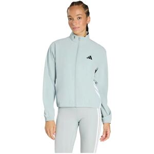 Adidas Train Essentials 3 Stripes Woven Warm-up Full Zip Sweatshirt Wonder Sage / White XS Women Adidas Train Essentials 3 Stripes Woven Warm-up Full Zip Sweatshirt Wonder Sage / White XS Women