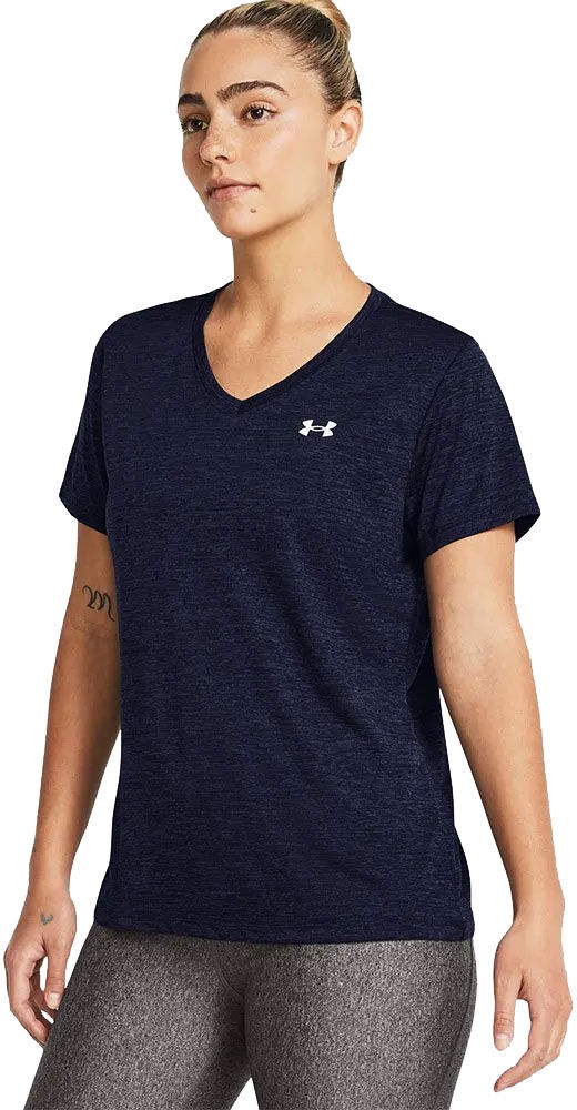 Under Armour Tech V-neck Twist Short Sleeve T-shirt Midnight Navy / White S Women