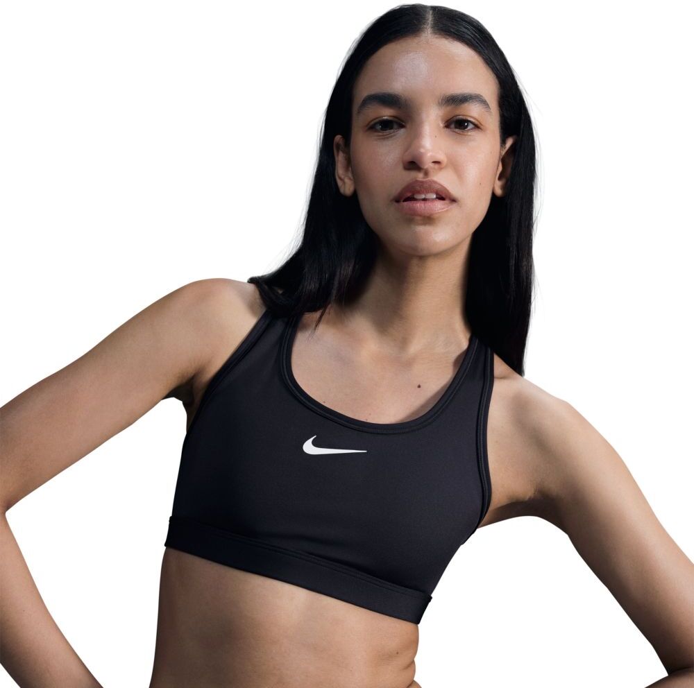 Nike Swoosh Medium Impact Sports Bra Black / White M Women