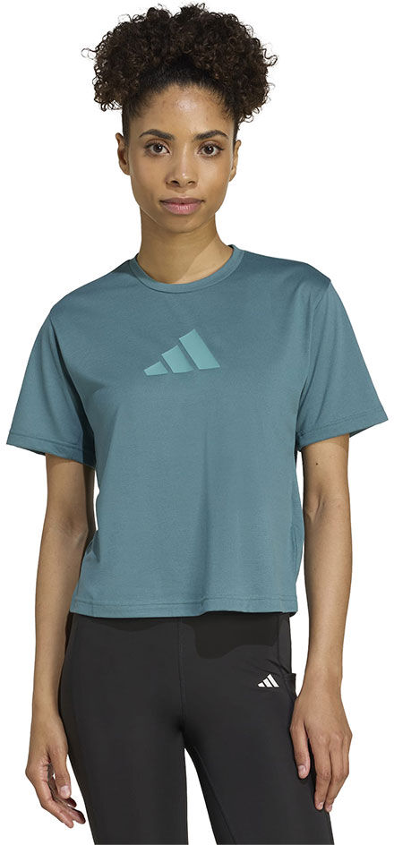 Adidas Train Essentials Big Logo Performance Training Short Sleeve T-shirt Preloved Teal S Women