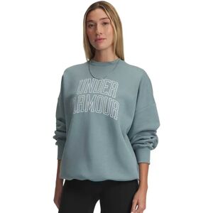 Under Armour Rival Fleece Oversized Varsity Crew Sweatshirt Green / White M Women Under Armour Rival Fleece Oversized Varsity Crew Sweatshirt Green / White M Women