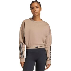 Adidas Hyperglam 3 Stripes Cropped Crewneck Sweatshirt Chalky Brown XS Women Adidas Hyperglam 3 Stripes Cropped Crewneck Sweatshirt Chalky Brown XS Women