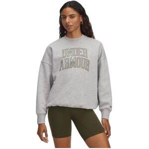 Under Armour Rival Fleece Oversized Varsity Crew Sweatshirt Gray / Expedition Green XL Women Under Armour Rival Fleece Oversized Varsity Crew Sweatshirt Gray / Expedition Green XL Women