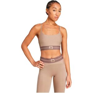 Adidas Hyperglam Rib Bralette Low Impact Sports Bra Chalky Brown / Earth Strata L Women Adidas Hyperglam Rib Bralette Low Impact Sports Bra Chalky Brown / Earth Strata L Women