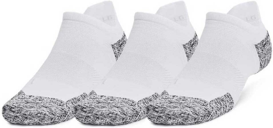 Under Armour Armourdry Run Cushion No Show Socks 3 Pairs White / Halo Gray / Reflective UK 8-11.5 Men,Women