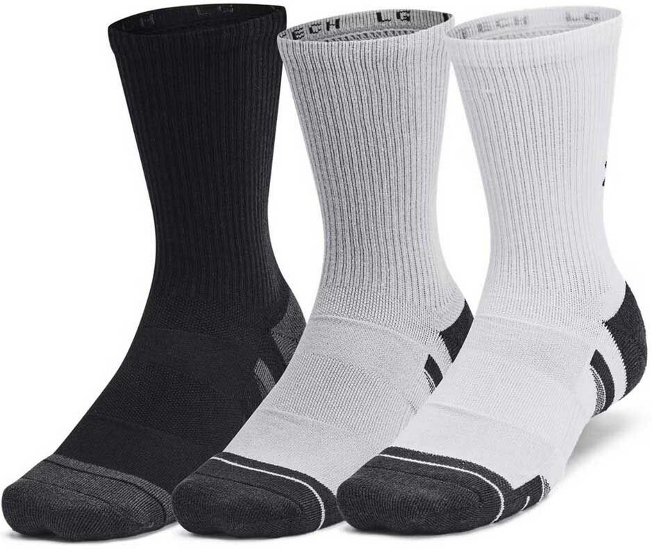 Under Armour Performance Tech Crew Socks 6 Pairs Mod Gray / Mod Gray / Jet Gray UK 4-7.5 Men,Women