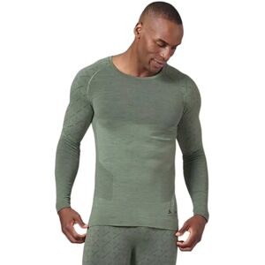 Odlo Slokar Pw 200 Long Sleeve Base Layer Hedge Green / Black M Men Odlo Slokar Pw 200 Long Sleeve Base Layer Hedge Green / Black M Men