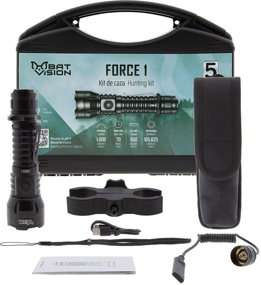 Bat Vision Force One Led Flashlight Kit Black 1000 Lumens unisex