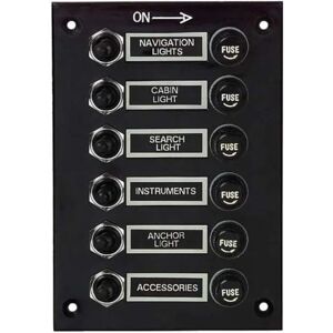 Euromarine 6 Positions Waterproof Fuse Electrical Panel Black 165 x 115 mm unisex Euromarine 6 Positions Waterproof Fuse Electrical Panel Black 165 x 115 mm unisex
