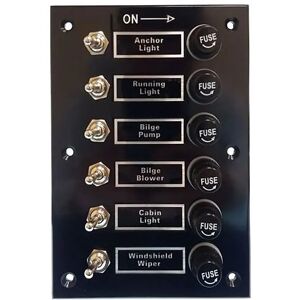 Goldenship 6 Switches Bakelite Panel With Fuse Holders 15a 12v Black 115 x 165 mm unisex Goldenship 6 Switches Bakelite Panel With Fuse Holders 15a 12v Black 115 x 165 mm unisex