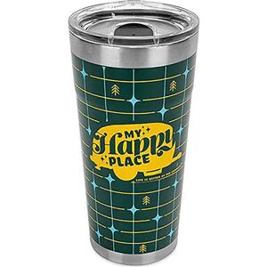 Camco My Happy Place Cup 20oz Green Grid One Size unisex Camco My Happy Place Cup 20oz Green Grid One Size unisex
