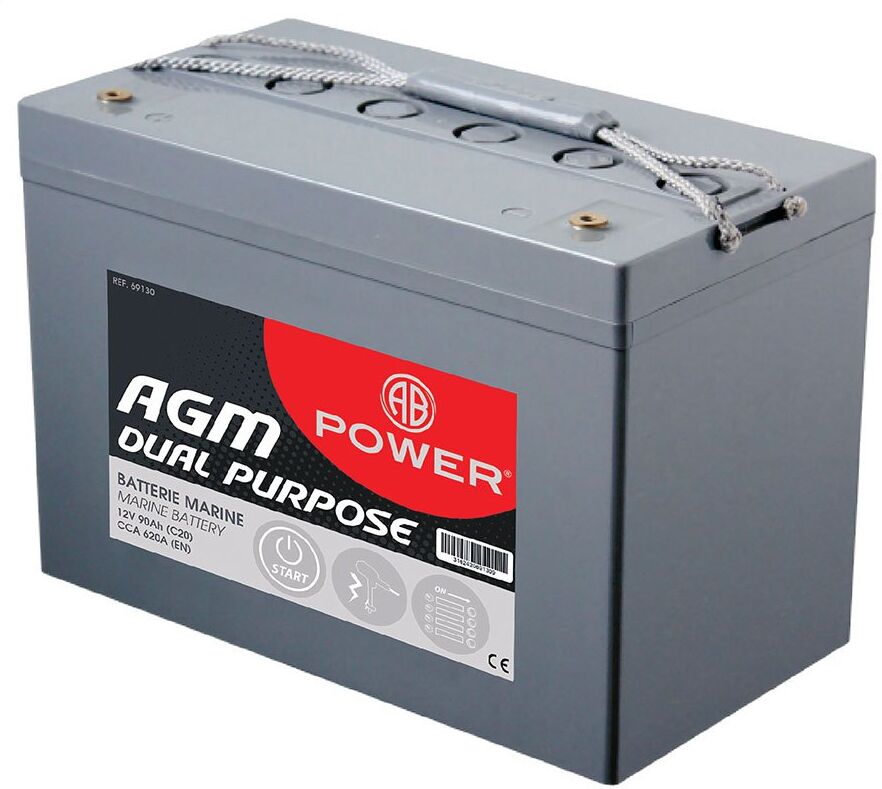 Ab Power Agm Dual Purpose Battery 90ah 12v Grey 26 x 16.8 x 21.1 cm unisex