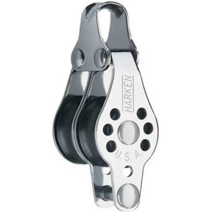 Harken Double Micro Pulley With Support Silver / Black One Size unisex Harken Double Micro Pulley With Support Silver / Black One Size unisex