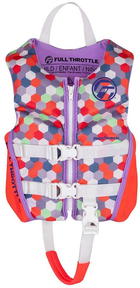 Full Throttle Rapid Dry Flex Back Junior Life Jacket Pink 14-24 kg unisex