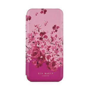Ted Baker Pink Scattered Flowers Mirror Folio Phone Case for iPhone 15 Gold Shell