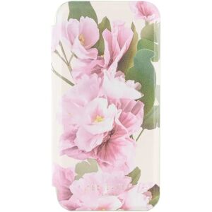 Ted Baker LIRION Cream Flower Placement Mirror Folio Phone Case for iPhone 14 Pro Green Gold Shell