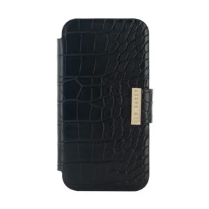 Ted Baker KHAILS Black Croc Dual Card Slot  Mirror Folio Phone Case for iPhone 14 Pro Gold Shell