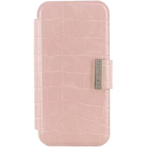 Ted Baker KHAILS Pink Croc Dual Card Slot Folio Phone Case for iPhone 14 Pro Gold Shell