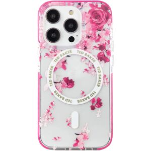 Ted Baker AZAM Clear Scattered Flowers Antishock Phone Case for iPhone 14 Pro Pink Bumper Compatible with MagSafe