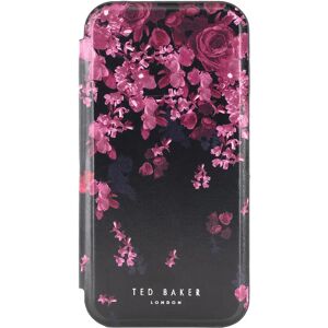 Ted Baker ANEMOI Black Flower Border Mirror Folio Phone Case for iPhone 11 Silver Shell