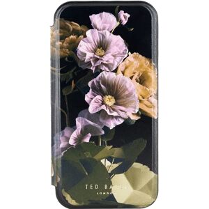 Ted Baker GLADIAL Black Paper Flowers Mirror Folio Phone Case for iPhone 14 Gold Shell