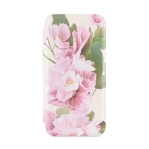 Ted Baker LIRIAS Cream Flower Placement Mirror Folio Phone Case for iPhone 13 Green Gold Shell