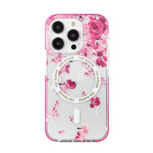 Ted Baker AZZAMY Clear Scattered Flowers Antishock Phone Case for iPhone 15 Pro Max Pink Bumper Compatible with MagSafe